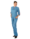 Комбинезон лётный женский трикотажный воротник твил голубой