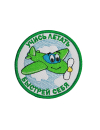 Шеврон УЧИСЬ ЛЕТАТЬ БЫСТРЕЙ СЕБЯ 8 см зеленые буквы на конт.ленте