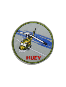 Шеврон вертолет HUEY (ХЬЮИ) круглый 9 см серый