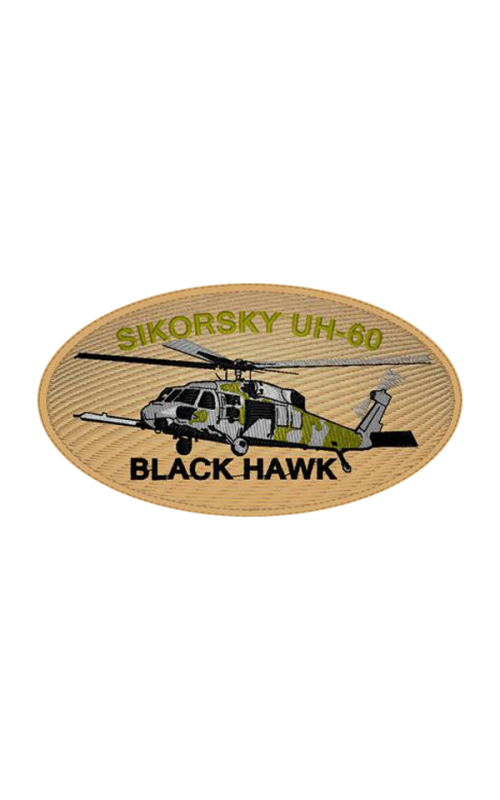 Шеврон SIKORSKY UH-60 BLACK HAWK овал 13,5х7,5 см бежевый