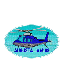 Шеврон AGUSTA AW109 овал 12,5х7 см голубой