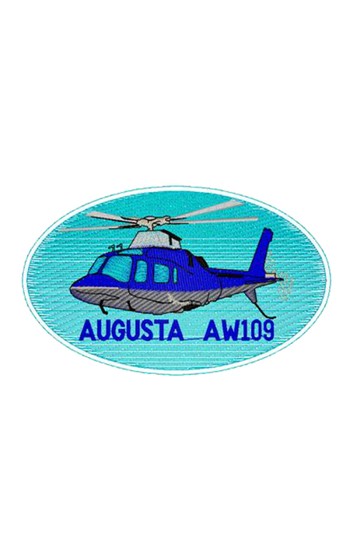 Шеврон AGUSTA AW109 овал 12,5х7 см голубой